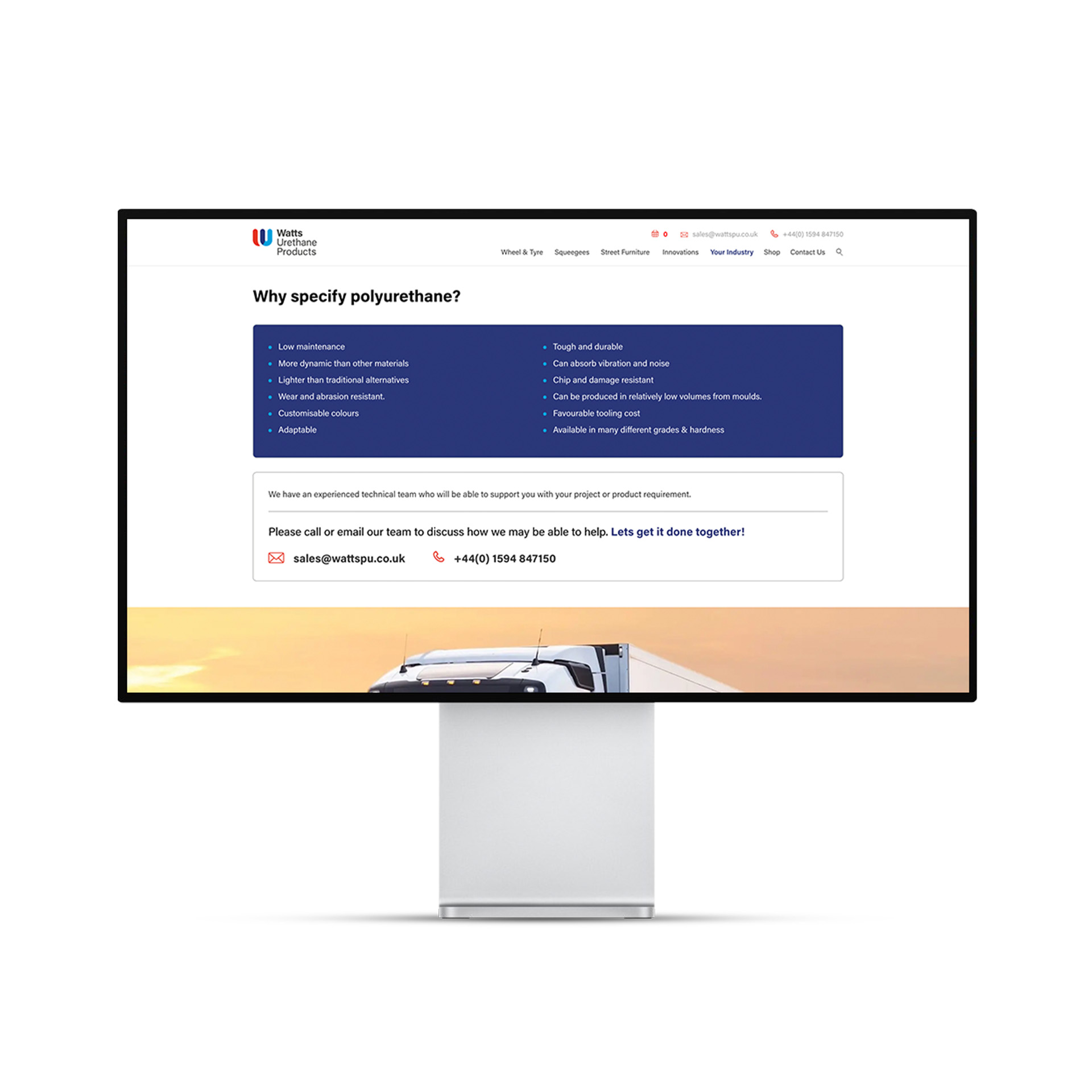 Watts website displayed as desktop