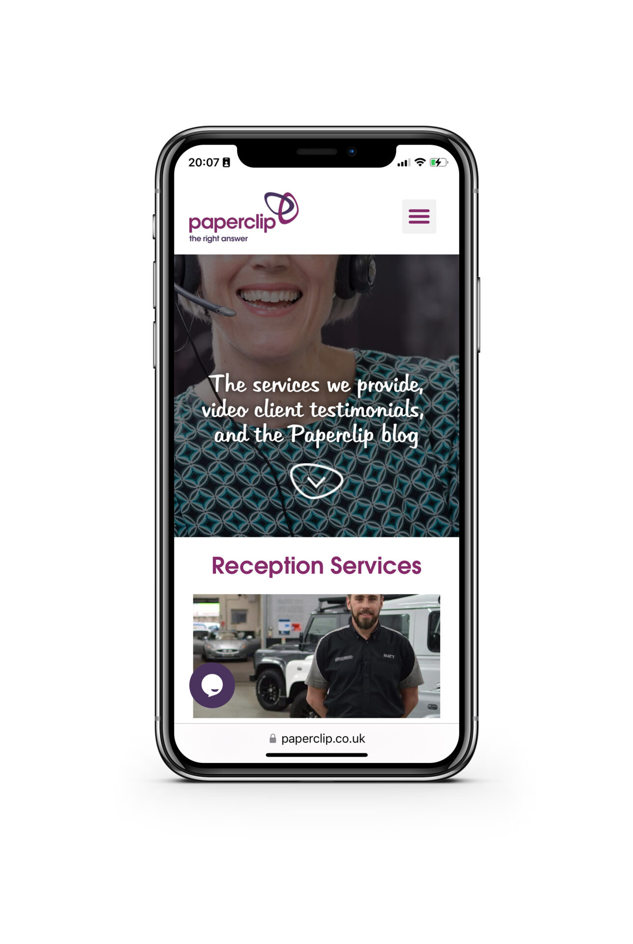 Paperclip website on mobile